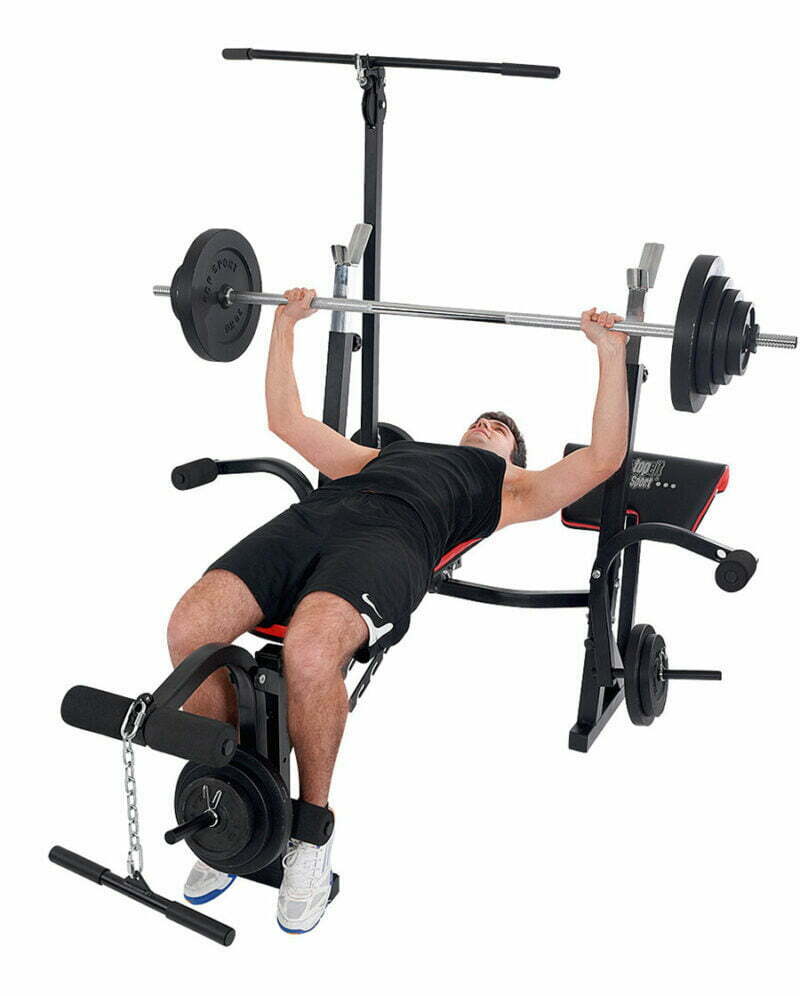 Christopeit sport Power XL multifunkciós fekvenyomó pad + 45kg súlyzószett