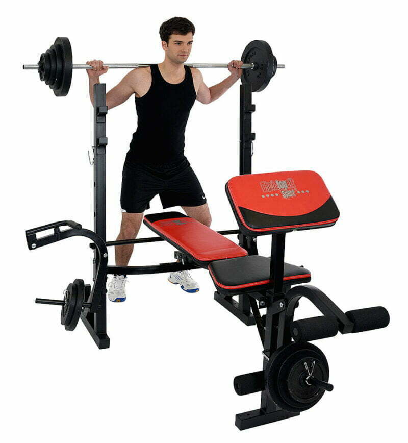 Christopeit sport Power multifunkciós fekvenyomó pad + 45kg súlyszett
