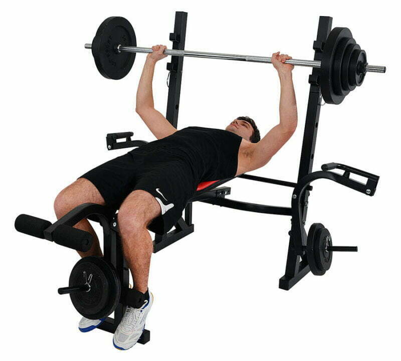 Christopeit sport Power multifunkciós fekvenyomó pad + 45kg súlyszett