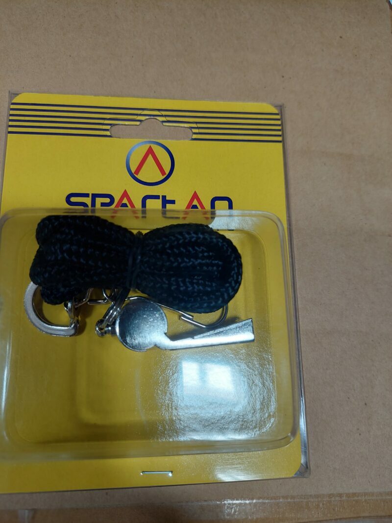 Spartan Játékvezetői fém síp, fekete zsinórral