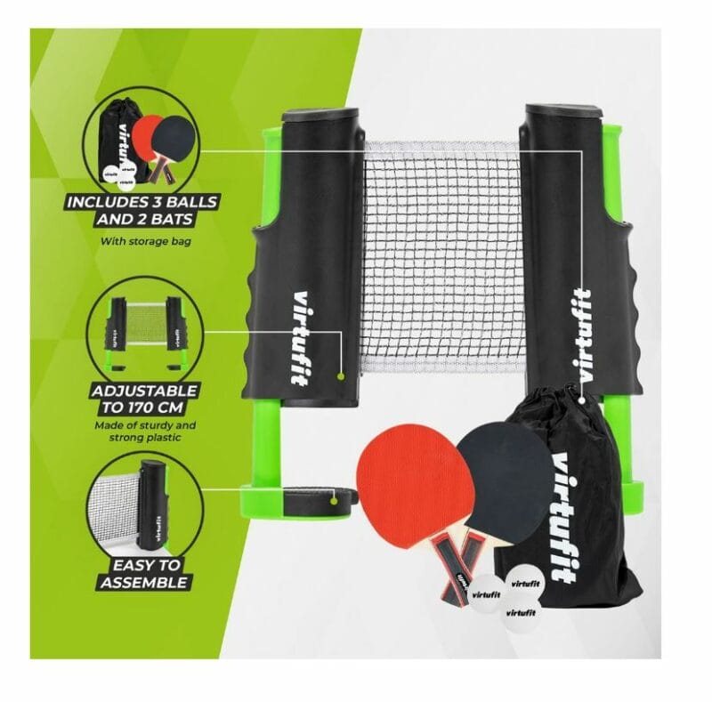 VirtuFit Állítható ping pong szett asztalra