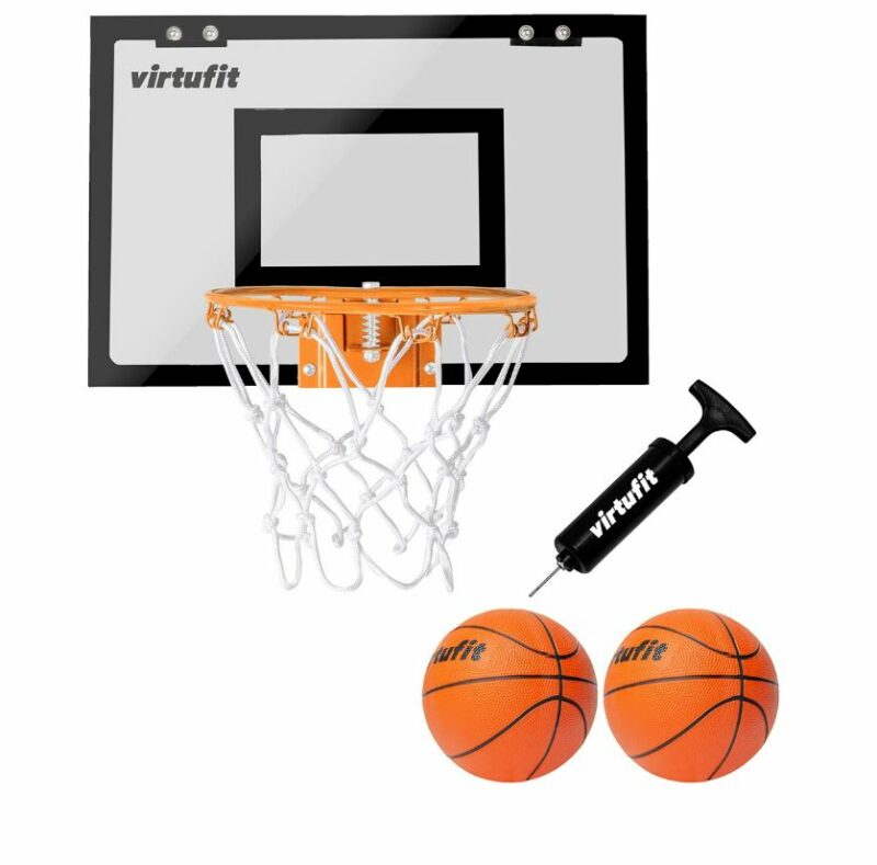VirtuFit Mini kosárlabda palánk 2 labdával és pumpával - fekete