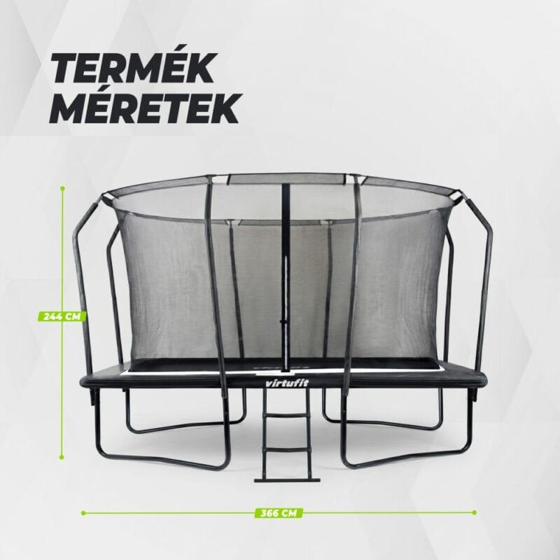 VirtuFit Prémium Trambulin biztonsági hálóval 244 x 366 cm