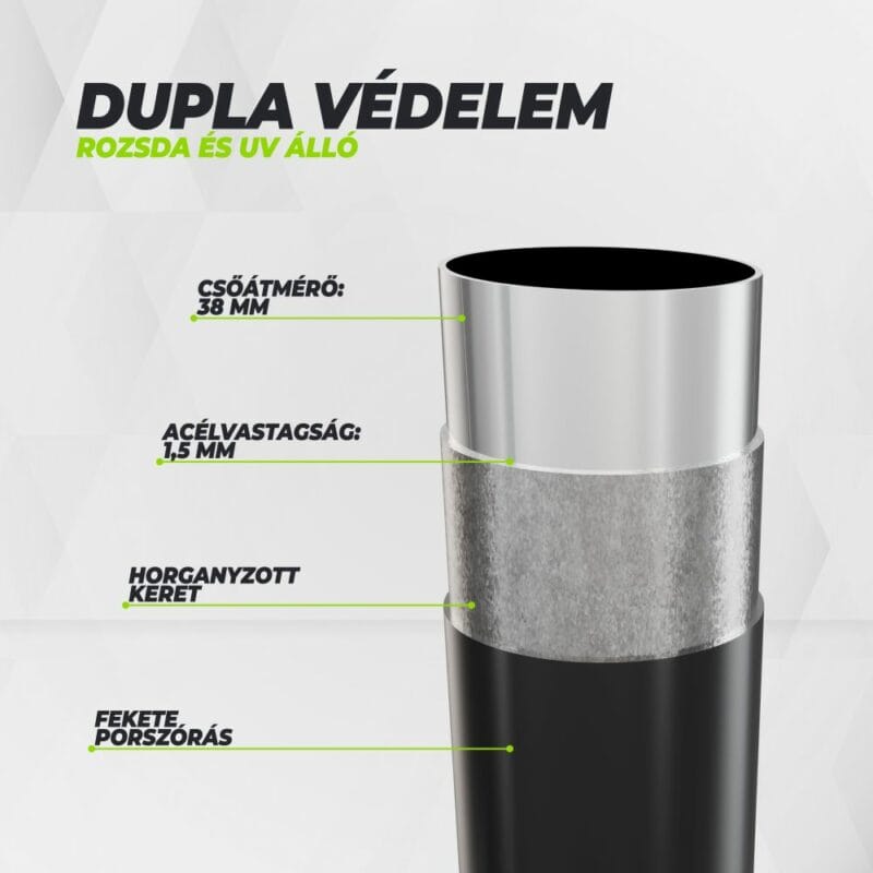 VirtuFit Prémium trambulin biztonsági hálóval - fekete - 251 cm