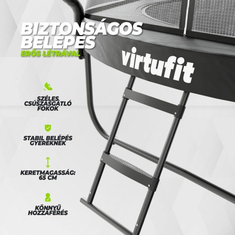 VirtuFit Prémium trambulin biztonsági hálóval - fekete - 366 cm