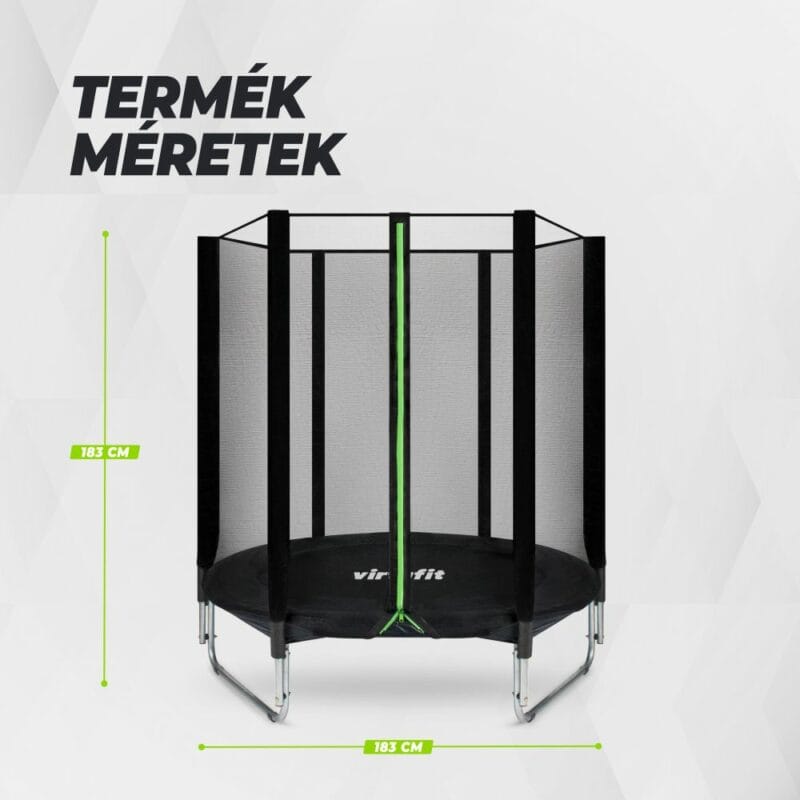 VirtuFit Trambulin biztonsági hálóval - fekete - 183 cm
