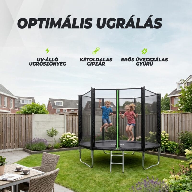 VirtuFit Trambulin biztonsági hálóval - fekete - 251 cm