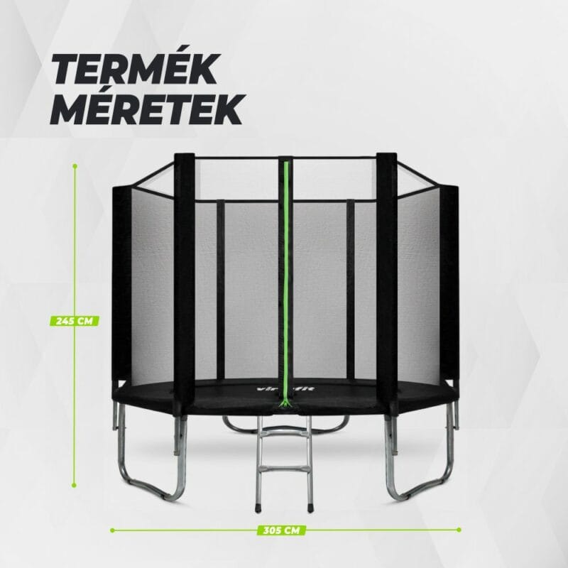 VirtuFit Trambulin biztonsági hálóval - fekete - 305 cm