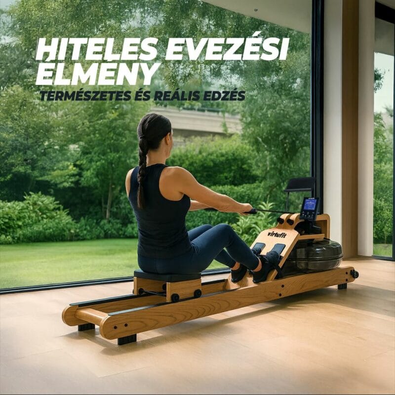 VirtuFit Elite víz ellenállásos fa evezőpad - Oak Edition