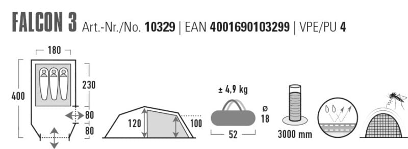 High Peak Falcon 3 Sátor