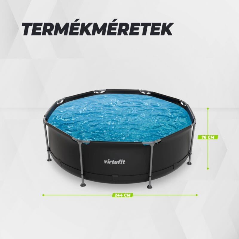 VirtuFit Fémvázas medence vízszűrővel 244x76cm