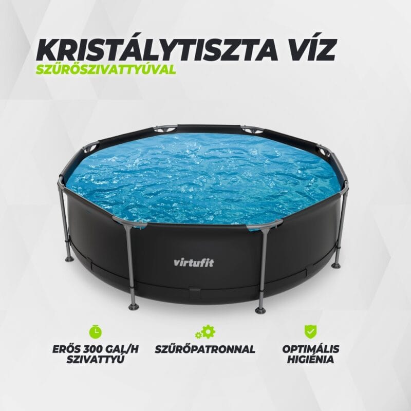 VirtuFit Fémvázas medence vízszűrővel 244x76cm