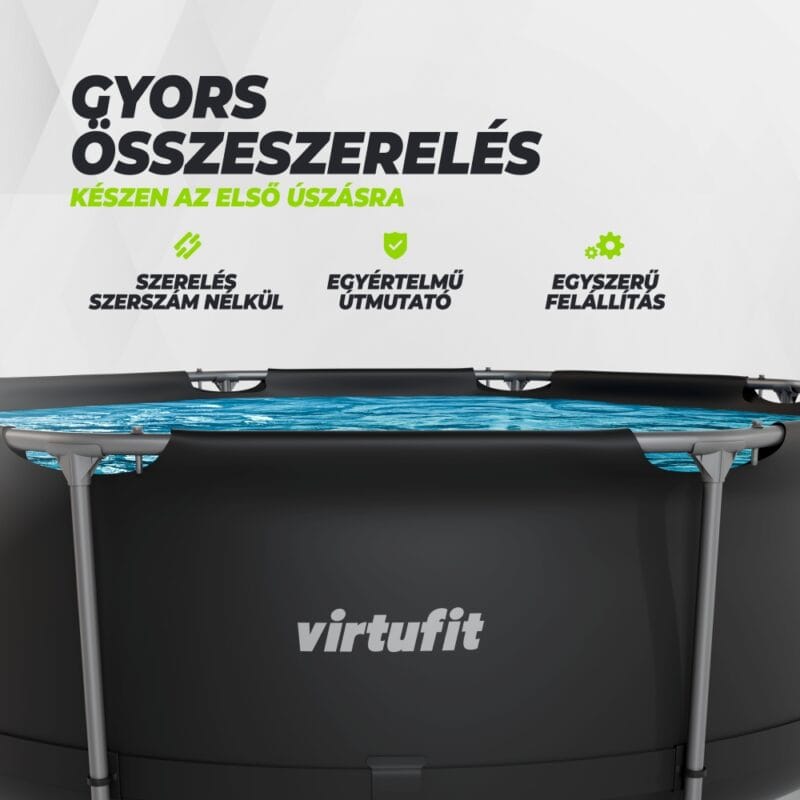 VirtuFit Fémvázas medence vízszűrővel 244x76cm