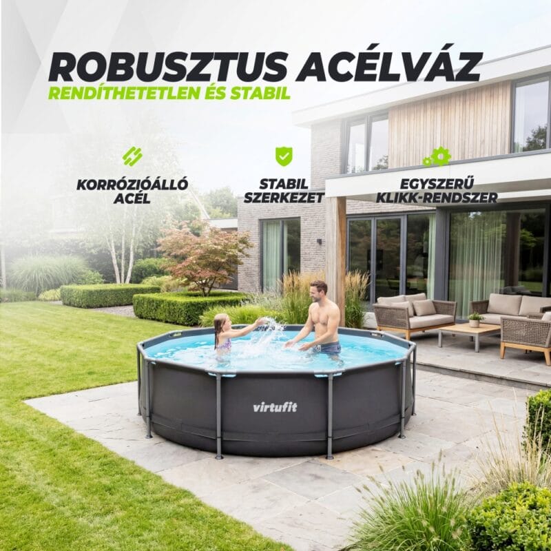 VirtuFit Fémvázas medence vízszűrővel 244x76cm