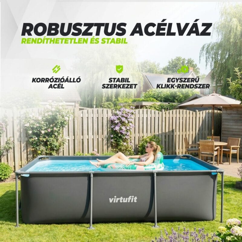VirtuFit Fémvázas medence vízszűrővel 260x180cm