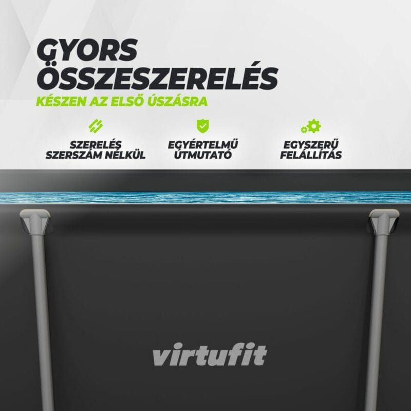 VirtuFit Fémvázas medence vízszűrővel 260x180cm