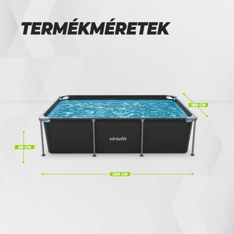 VirtuFit Fémvázas medence vízszűrővel 260x180cm