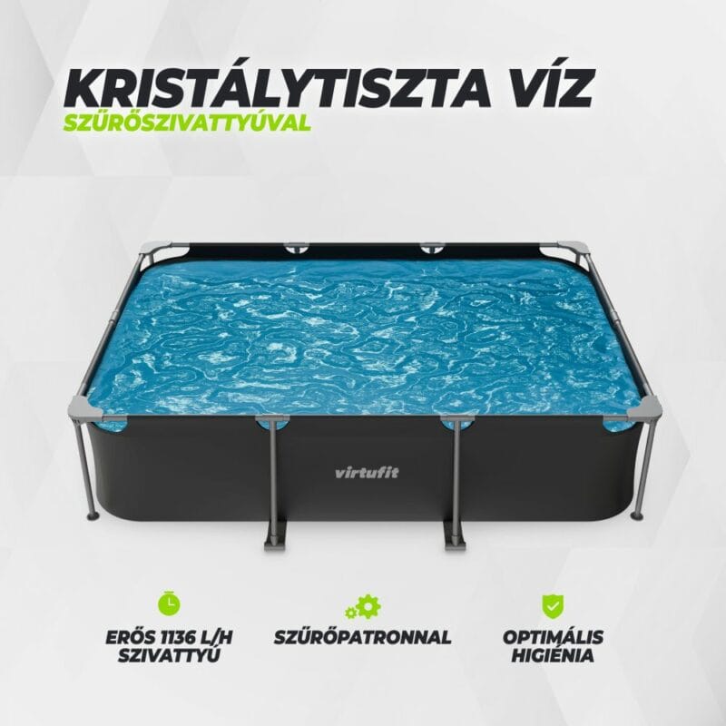 VirtuFit Fémvázas medence vízszűrővel 300x210cm