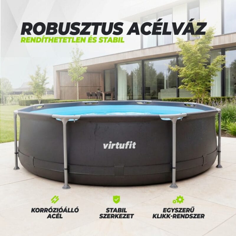 VirtuFit Fémvázas medence vízszűrővel 305x76cm