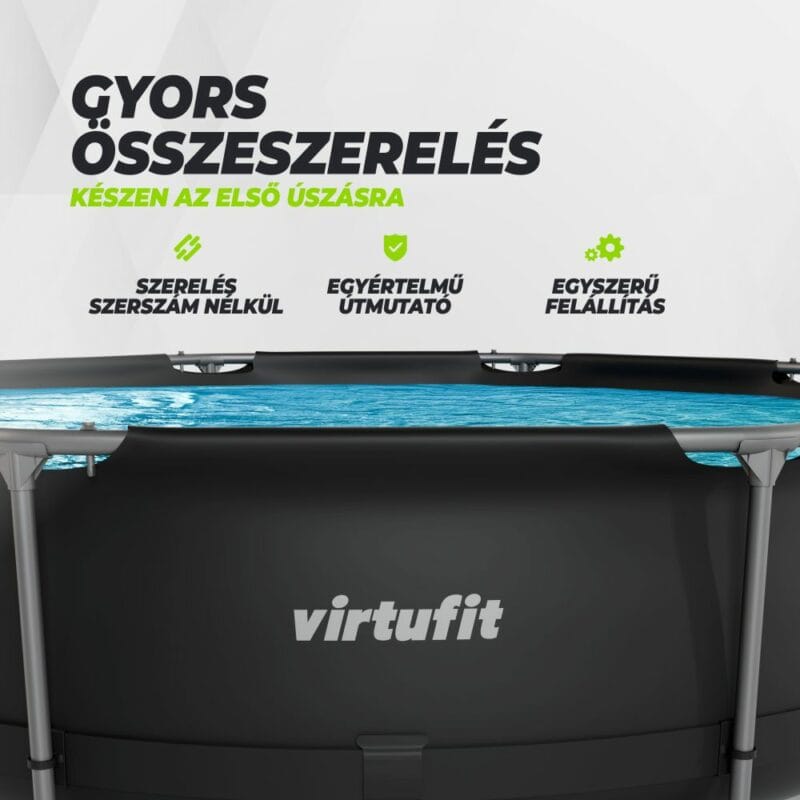 VirtuFit Fémvázas medence vízszűrővel 305x76cm