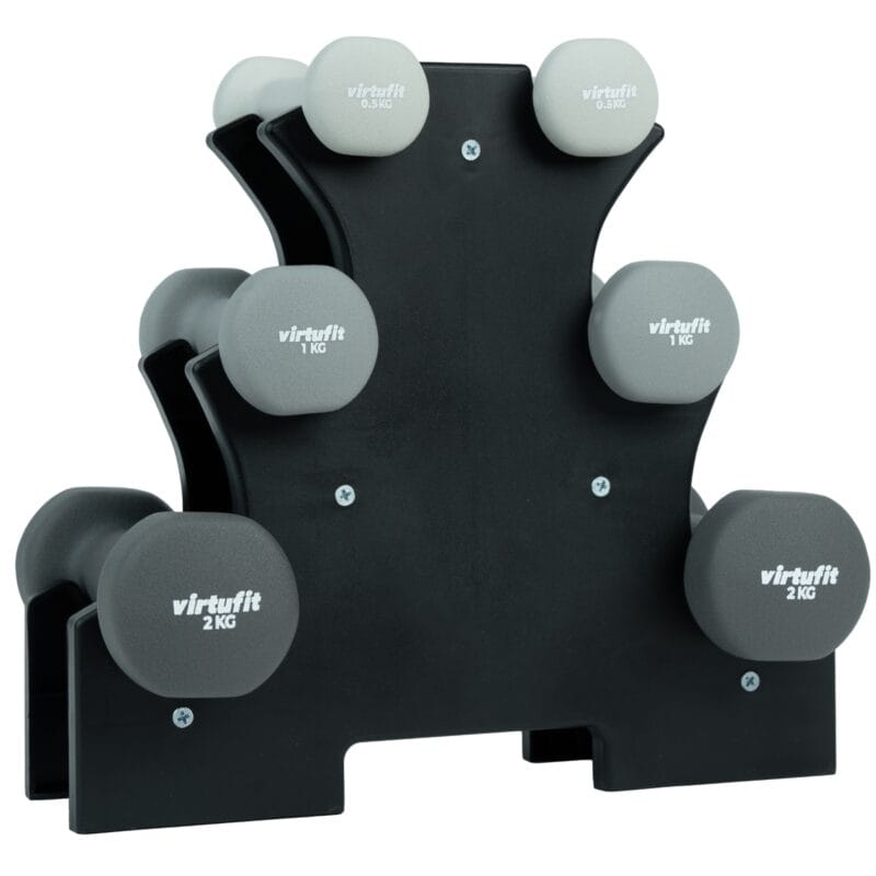 virtufit-neopren-sulyzoszett-allvannyal-01 VirtuFit Neoprén súlyzószett állvánnyal
