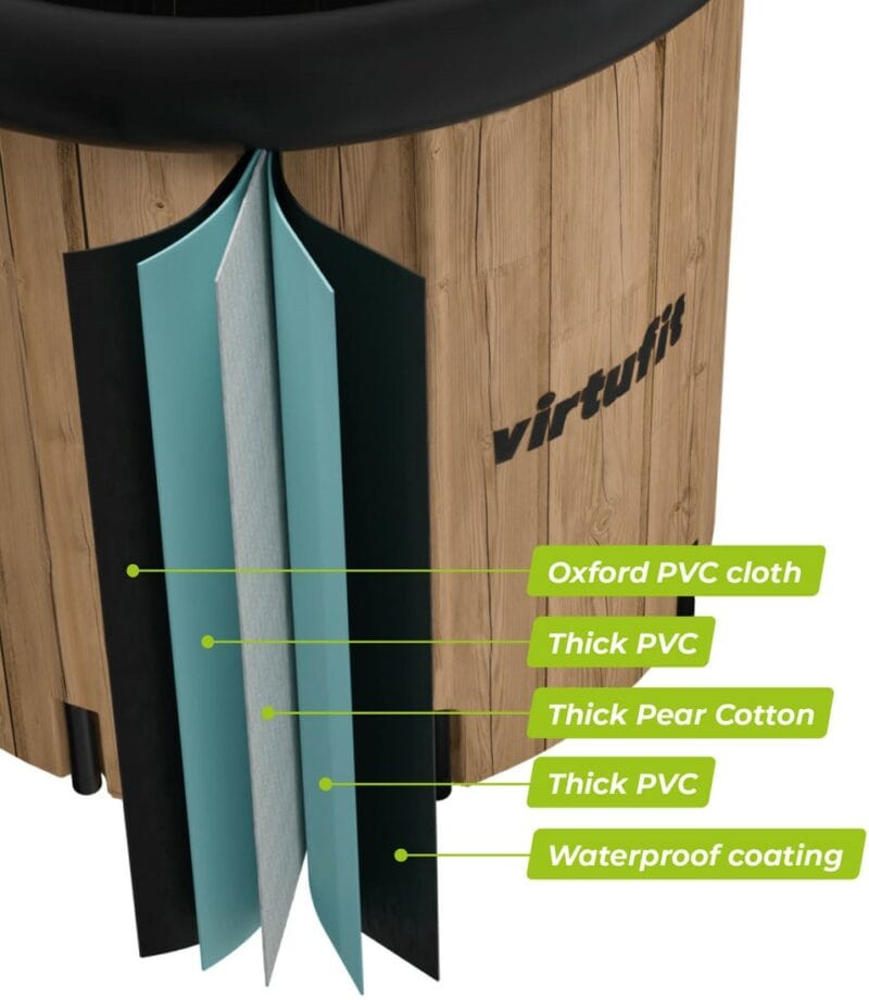 VirtuFit Ice Bath XXL 375 literes jégkád fa mintázattal