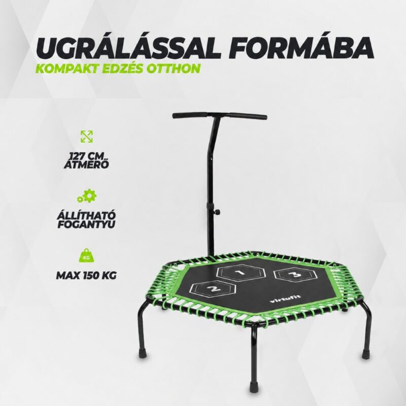 VirtuFit Fitnesz trambulin állítható kapaszkodóval - 127cm