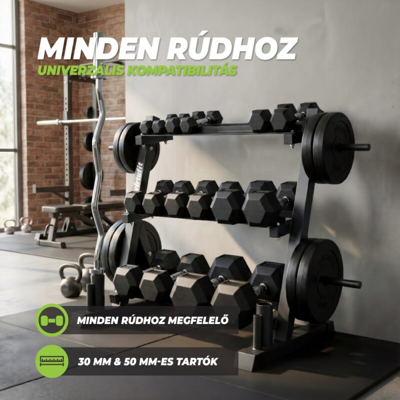 VirtuFit Multifunkciós súly - rúd és súlyzótartó állvány