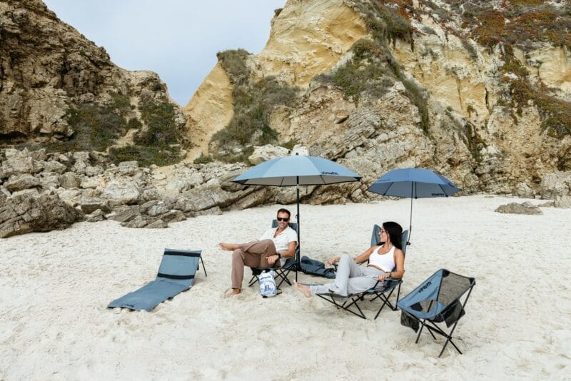 VirtuFit Nagyméretű strand napernyő szélvédővel - 180cm - szürke