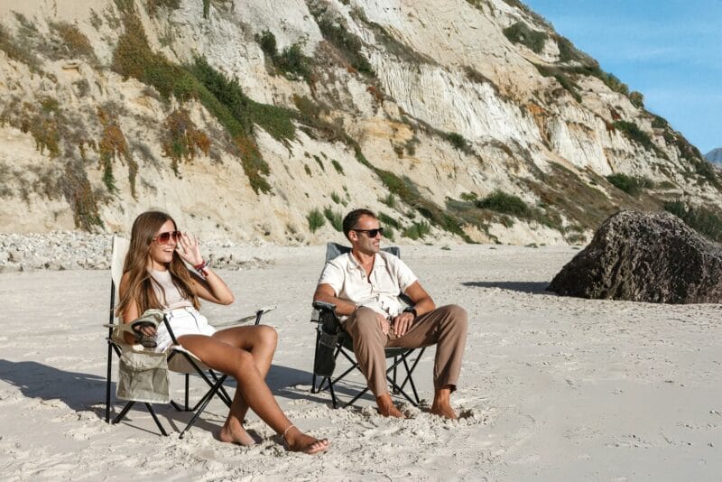 VirtuFit Összecsukható kemping fotel hordtáskával - bézs