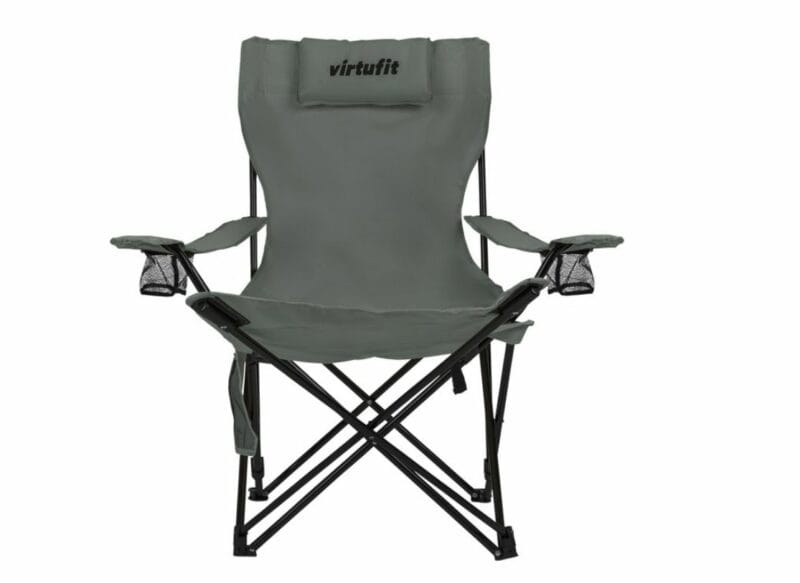 VirtuFit Összecsukható kemping fotel lábtartóval és hordtáskával - szürke