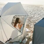 VirtuFit Prémium nagyméretű strand napernyő szélvédővel - 225cm - bézs