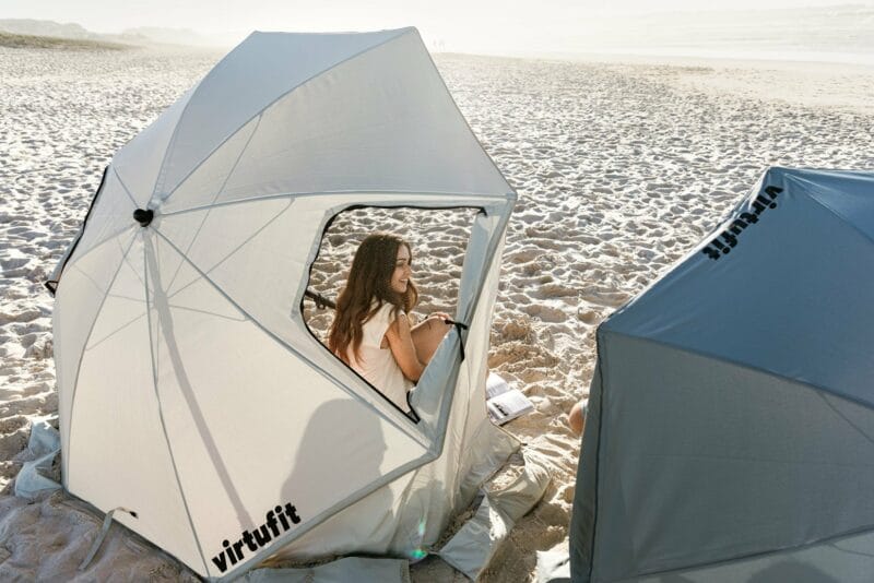 VirtuFit Prémium nagyméretű strand napernyő szélvédővel - 225cm - bézs