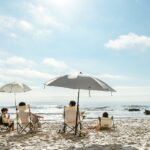 VirtuFit Prémium nagyméretű strand napernyő szélvédővel - 225cm - bézs