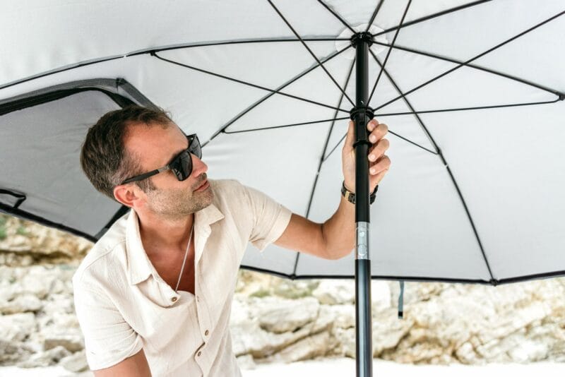 VirtuFit Prémium nagyméretű strand napernyő szélvédővel - 225cm - szürke