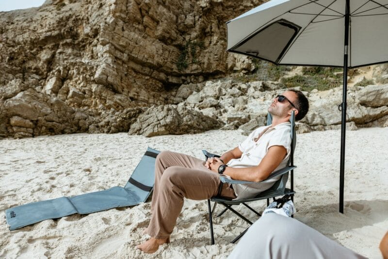 VirtuFit Prémium nagyméretű strand napernyő szélvédővel - 225cm - szürke