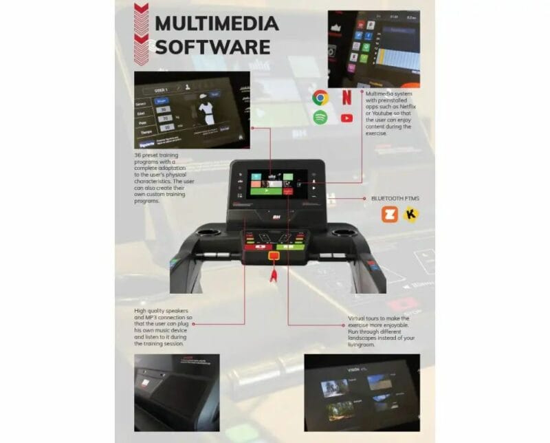BH Fitness RS1200 fél profi futópad multimédiás TFT kijelzővel