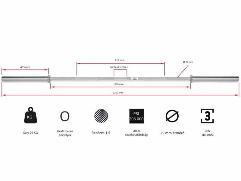 ATX Warrior Power Bar - Profi olimpiai erőemelő rúd krómozott