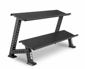 Kétszintes modulárisan bővíthető súlyzótartó állvány hexa súlyzókhoz