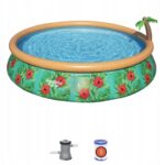 Bestway Fast Set Paradise Palms puhafalú kerti medence vízszűrővel 457 x 84cm