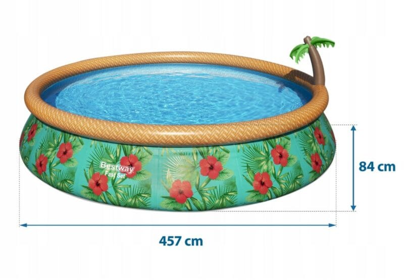 Bestway Fast Set Paradise Palms puhafalú kerti medence vízszűrővel 457 x 84cm
