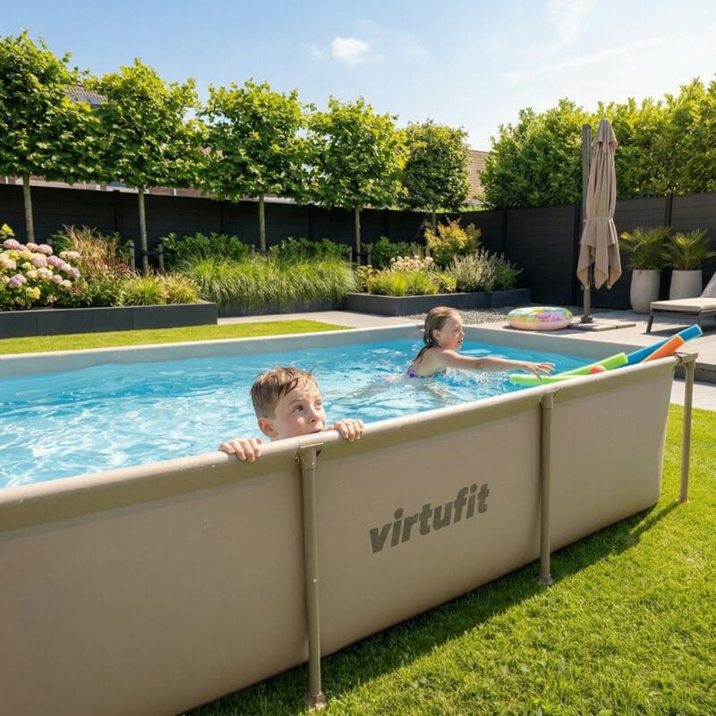 VirtuFit Fémvázas medence vízszűrővel 260x180cm - bézs