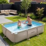 VirtuFit Fémvázas medence vízszűrővel 300x210cm - bézs