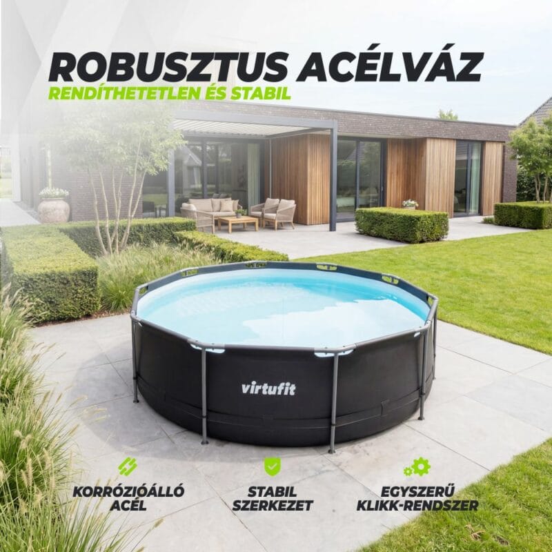 VirtuFit Fémvázas medence vízszűrővel 366x100cm