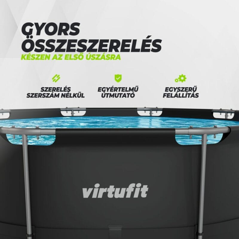 VirtuFit Fémvázas medence vízszűrővel 366x100cm