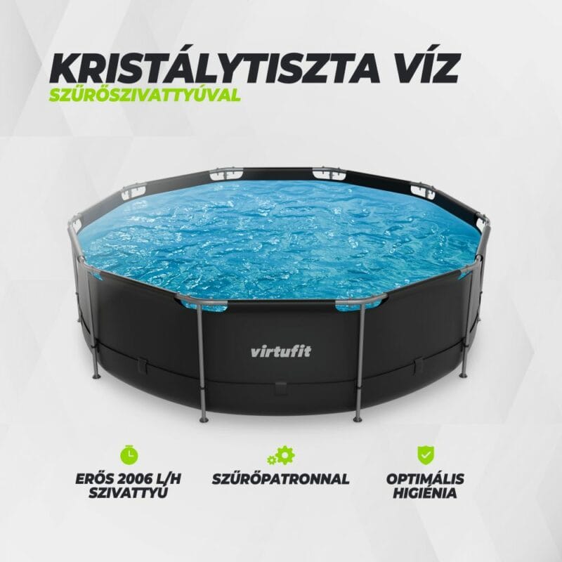 VirtuFit Fémvázas medence vízszűrővel 366x100cm