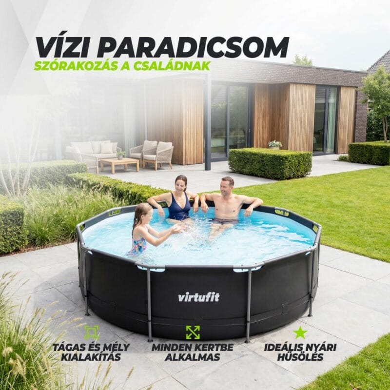 VirtuFit Fémvázas medence vízszűrővel 366x100cm
