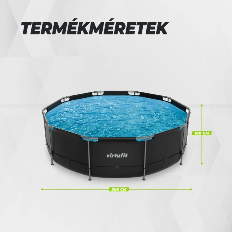 VirtuFit Fémvázas medence vízszűrővel 366x100cm