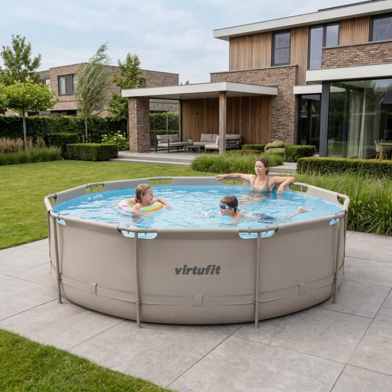 VirtuFit Fémvázas medence vízszűrővel 366x100cm - bézs