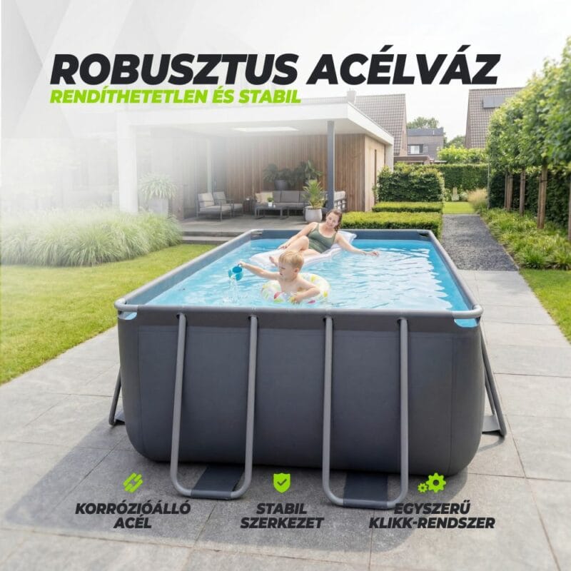 VirtuFit Fémvázas medence vízszűrővel 400×200×122cm